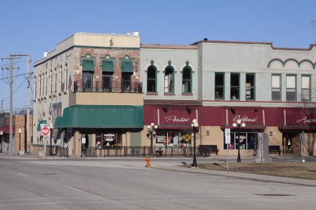 Typische gebouwen van downtown Pontiac